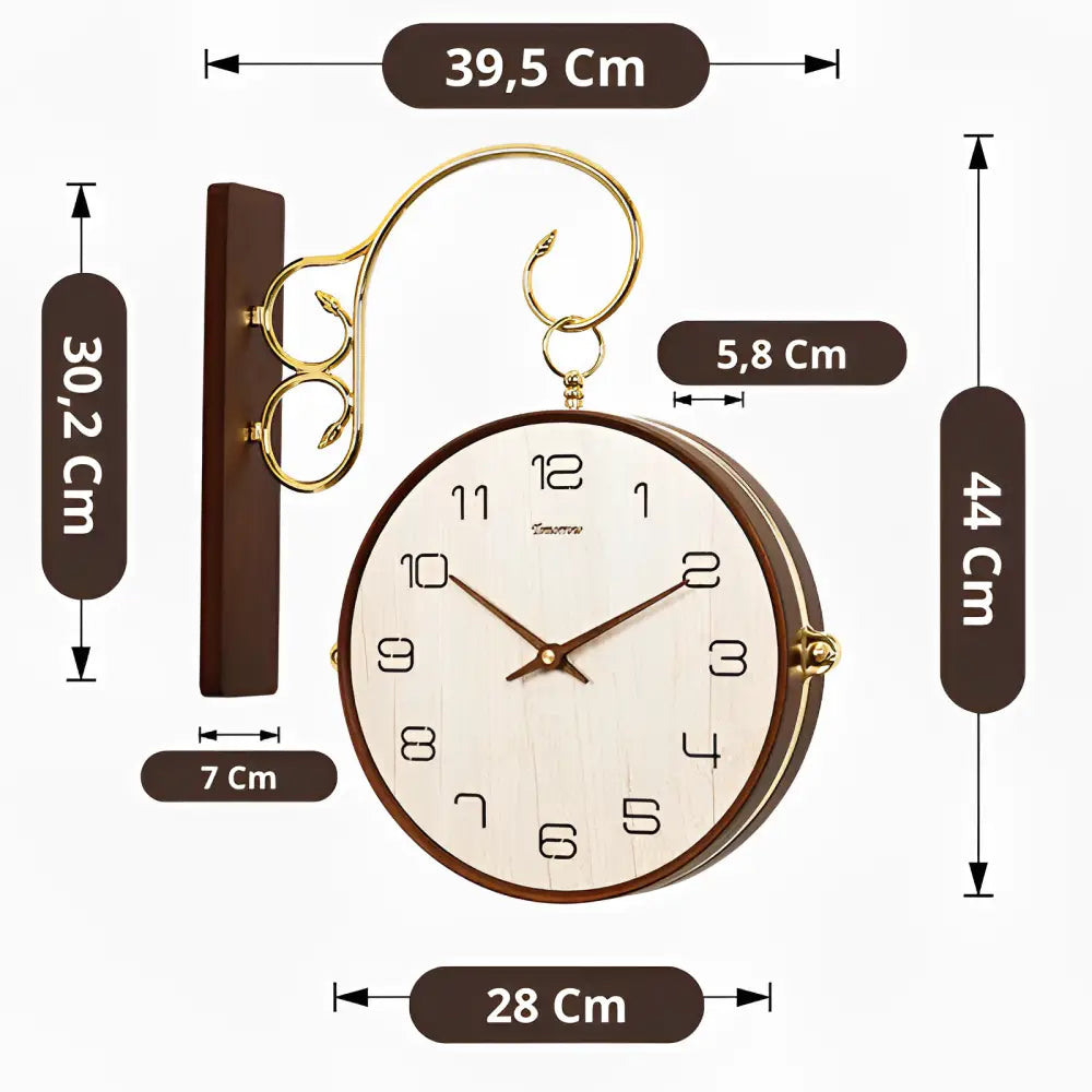 Horloge Double Face en Bois - Horloges murales